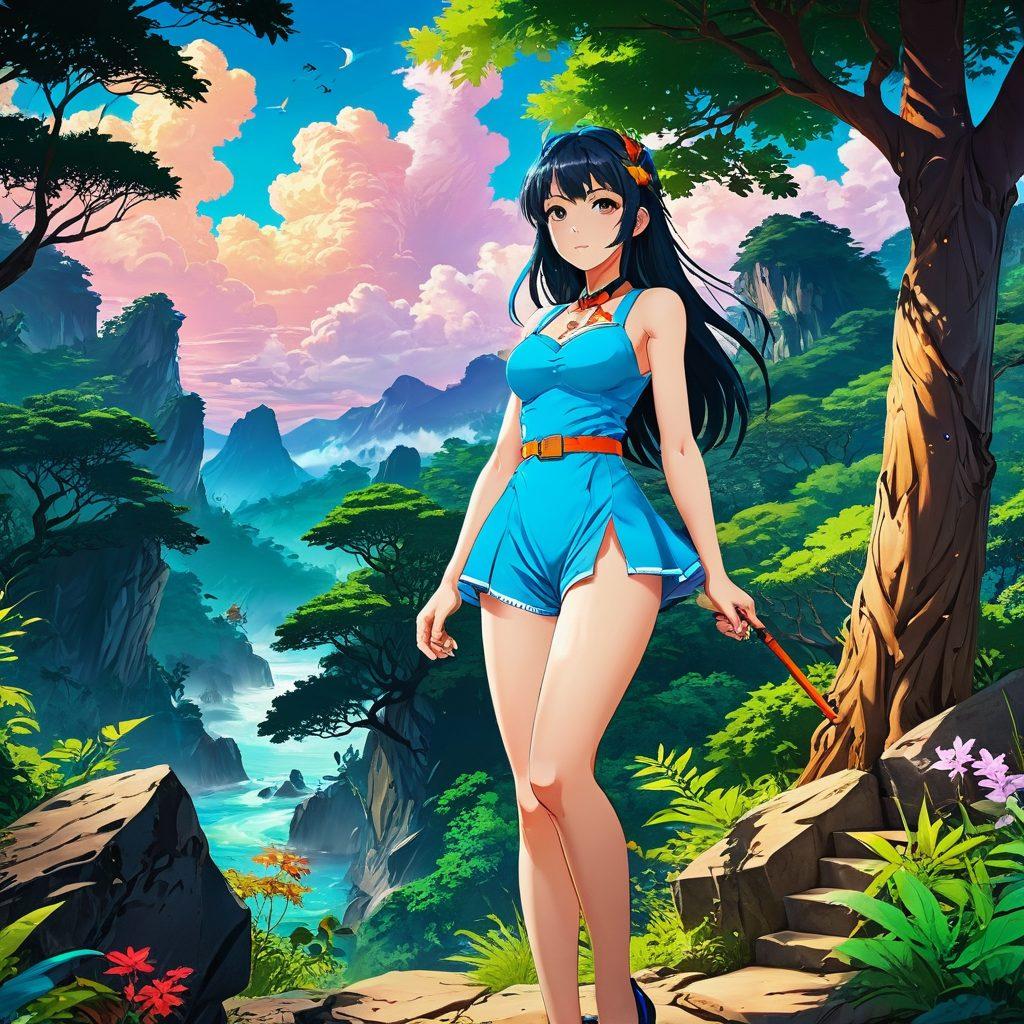 A vibrant and colorful montage showcasing various forms of hentai art, featuring animated characters in playful poses, and interactive gaming scenes with animated graphics and engaging interfaces. Include elements like stylized backgrounds of fantastical landscapes, sensory details that evoke curiosity and intrigue. The overall atmosphere should blend playful and adult aesthetics, captivating the viewer. super-realistic. vibrant colors. anime style.