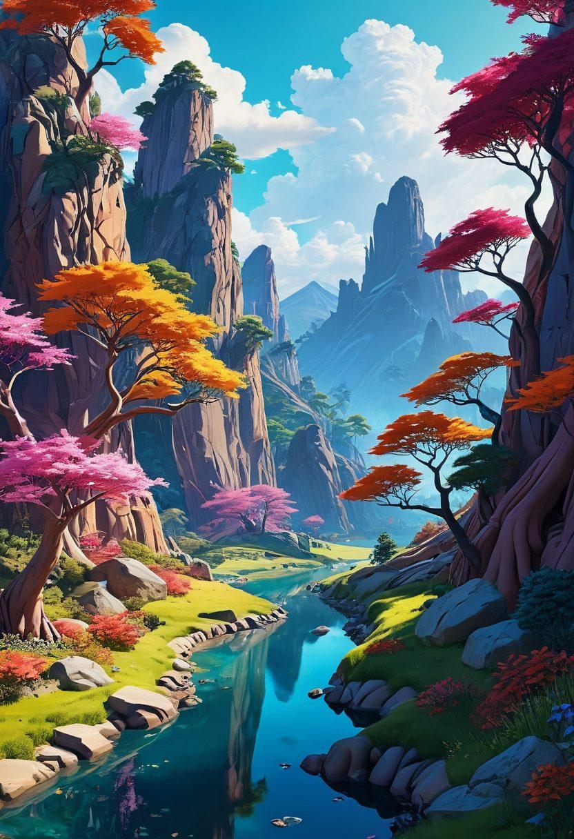 An enticing blend of surreal cartoon landscapes intertwining with adult-themed digital platforms, featuring vibrant characters in playful poses. Elements of captivating art styles like manga and anime seamlessly transition into bold, engaging graphical interfaces of modern adult platforms. Soft lighting creates an inviting atmosphere, enhancing the whimsical yet mature theme. super-realistic. vibrant colors. cinematic depth.